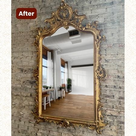 450 x 450 after Broken Gold Antique Mirror Repair- antique wood repair, mirror repair; raleigh, nc