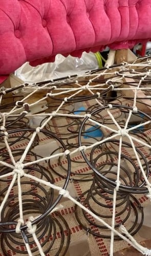 8-way hand-tied spring foundation for antique sofa repair; upholstery services; raleigh, nc