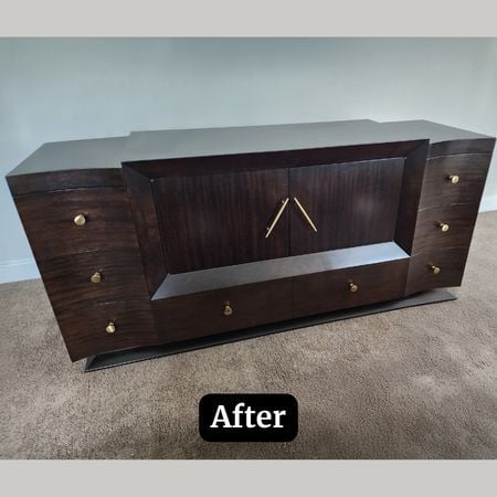 AFTER 450X450 BEFORE MCM Credenza- furniture refinishing; raleigh, nc(1)
