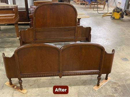 AFTER Antique 1920s Bed Full to Queen conversion-before- custom woodworking, custom furniture- raleigh, nc(1)