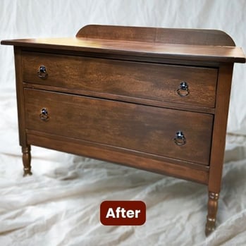 AFTER Antique Painted Dresser Refinished to Original Wood_ antique furniture restoration_raleigh, NC