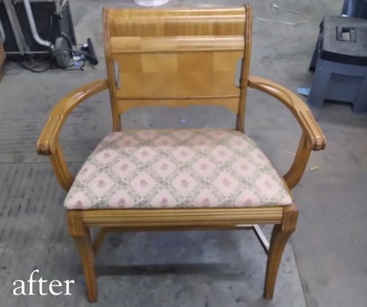 AFTER Antique art deco chair- broken leg repair- furniture repair and furniture restoration- raleigh, nc