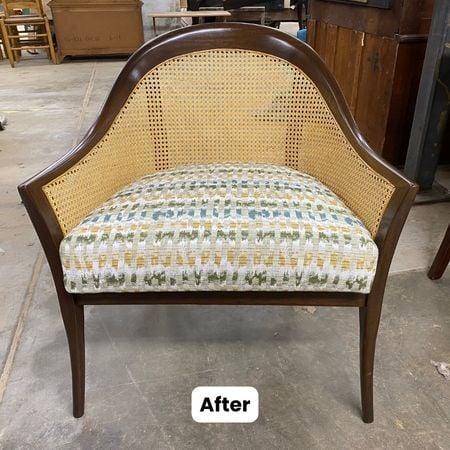 AFTER Vintage chair cane; vintage chair refinish; upholstery; raleigh, ncRichards