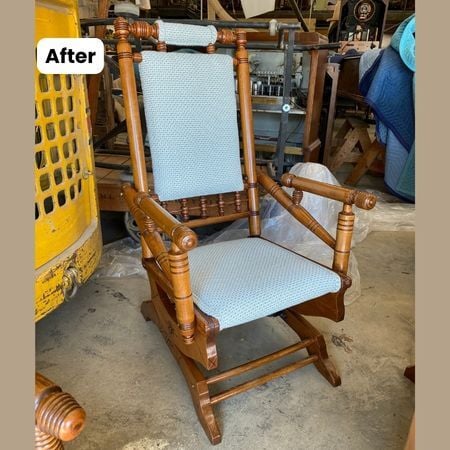 AFTER-Rocking Chair 1 Antique Furniture Refinishing; Upholstery; raleigh, nc Edwards