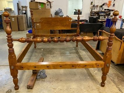 AFTER-antique bed size conversion- furniture repair and restoration-custom woodwork-raleigh, nc