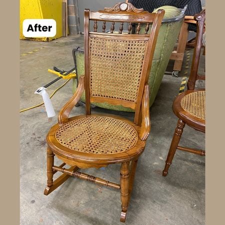 AFTER_Antique Chair Refinish; Chair Cane; furniture refinishing; raleighGrantham