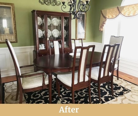 After Dining Set and China Cabinet, Refinished to Darker Stain_ furniture refinishing, raleigh, nc