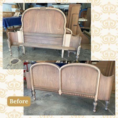 Antique 1920s Bed, Converted from twin to queen, sanded