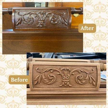 Antique Bed Frame, sanded and refinished- before and after; furniture refinishing; raleigh, nc