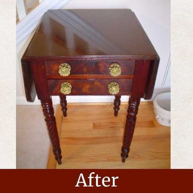 Antique Side Table After French Polishing - antique furniture refinishing