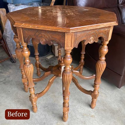 Antique Table Refinish - before - wooden furniture refinishing