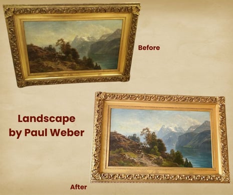 Antique landscape oil painting_Paul Weber_art restoration and repair_raleigh, nc