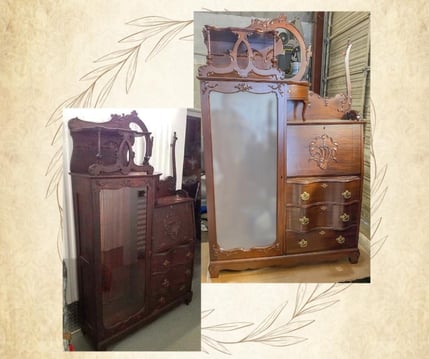 Antique oak desk and bookcase combination- furniture restoration- antique restoration services; raleigh, nc(1)