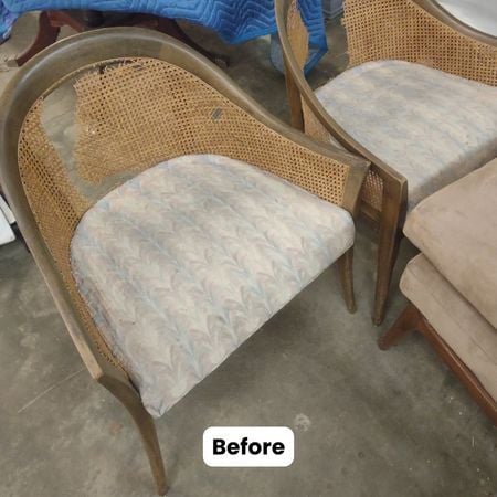 BEFORE Vintage chair cane; vintage chair refinish; upholstery; raleigh, ncRichards