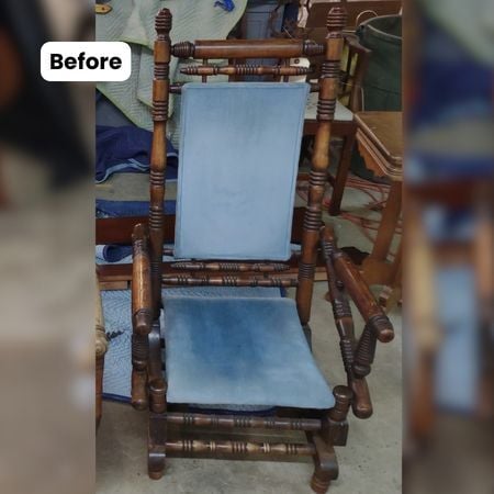 BEFORE-Rocking Chair 2 Antique Furniture Refinishing; Upholstery; raleigh, nc Edwards