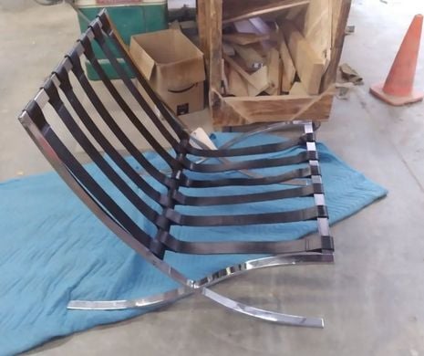 Barcelona Chair Frame; mcm furniture; mid-century furniture repair ; bauhaus; raleigh, nc(1)