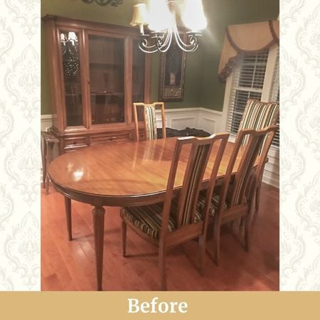 Before Dining Set and China Cabinet, Refinished to Darker Stain_ furniture refinishing, raleigh, nc-1