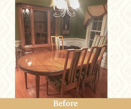 Before Dining Set and China Cabinet, Refinished to Darker Stain_ furniture refinishing, raleigh, nc