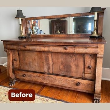 Before_Flame Mahogany Antique Buffet_Wright_antique refinishing_raleigh, nc(1)