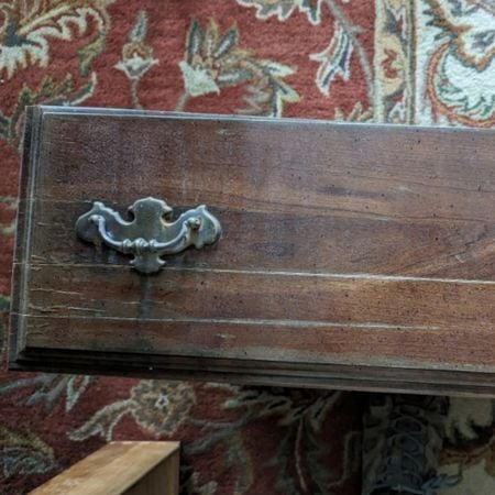 Crack in antique drawer; antique furniture repair; split furniture; raleigh, nc