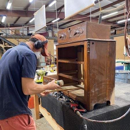 Cristian repairing antique drawers guides, runners, stoppers; raleigh, nc