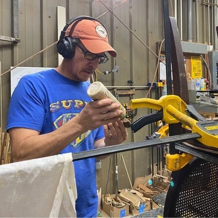 Cristian, gluing and clamping chair; furniture repair; raleigh, nc