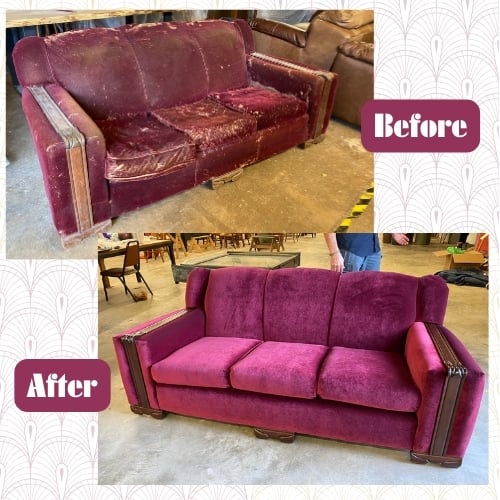 Deco 1920s-1930s Mohair Sofa- restoration and reupholstery(2)
