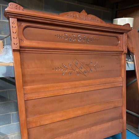 Eastlake Headboard, antique victorian; wood furniture restoration, raleigh, nc