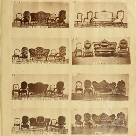F.M. Holmes Furniture Co, 1870 catalog, victorian, furniture set, living room