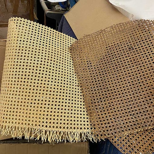 Fresh-cane-beside-the-original---seat-weaving-and-caning