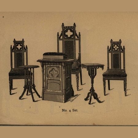 Gothic furniture, Baxter C. Swans illustrated catalogue of church furniture, no 4 set