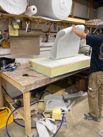 creating foam interior of cushion