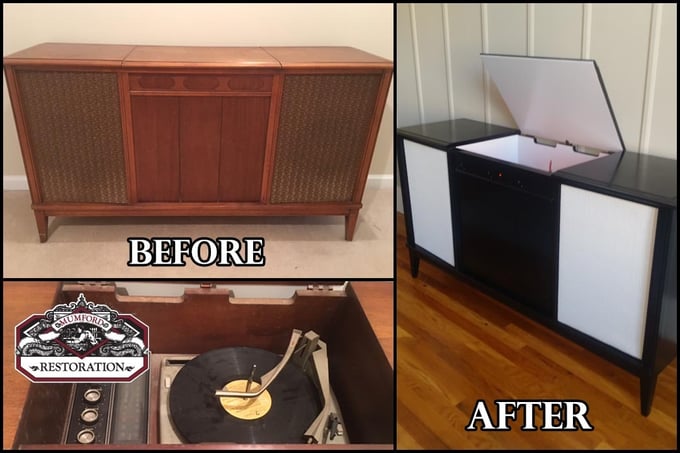 before and after of record player