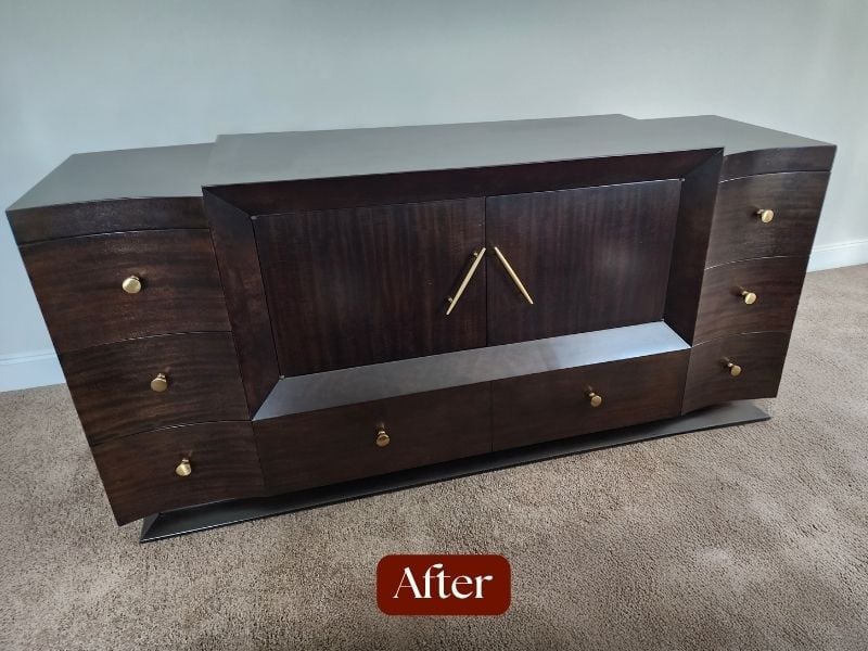 MCM Buffet Cabinet Credenza_ After_ Medium to Dark Antique Furniture Restoration Services, Raleigh, NC(2)