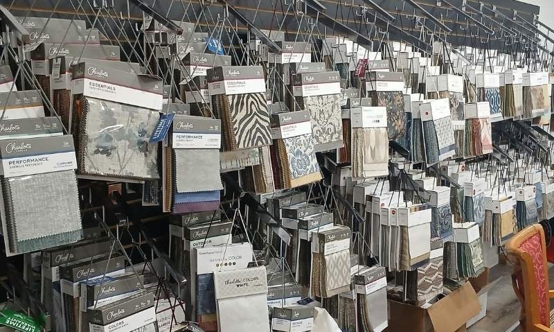 Mumford Restoration's Wide Array of Fabric Samples in our Fabric Sample Room- Upholstery Services; Raleigh, NC
