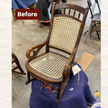 Newly Hand Caned Chair before Seat Color Matching