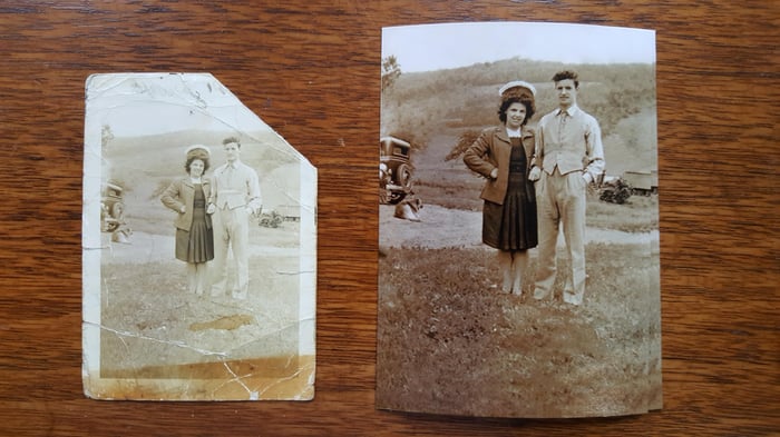 Photo restoration BEFORE & AFTER side by side