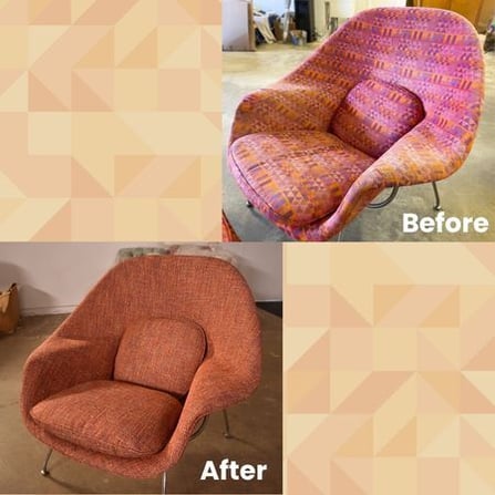 Pink Orange MCM Womb Chair_ before and after
