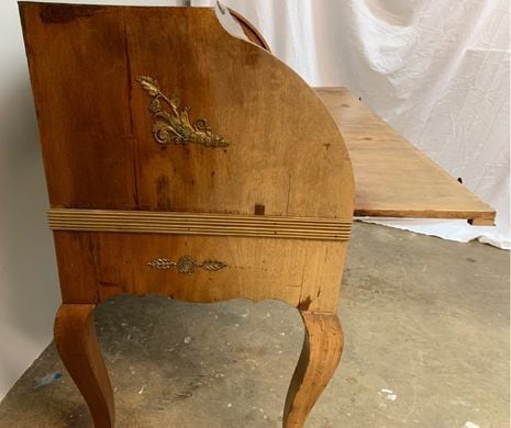 Sundamaged, sun-faded desk_ furniture restoration; antique restoration; raleigh, nc