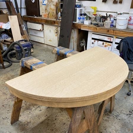 Table with New Veneer; antique furniture restoration; raleigh, nc