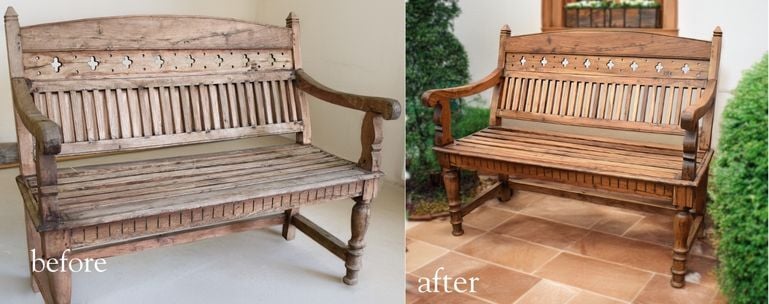 Teak Outdoor Bench- patio furniture- furniture restoration_raleigh, nc