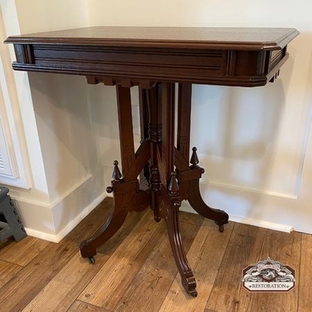 Victorian Eastlake Table; after restoration; antique restoration, wood furniture, raleigh, nc