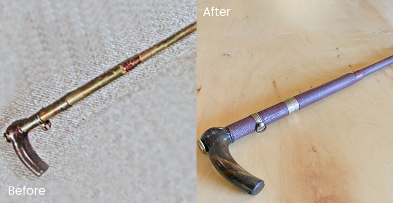 antique gun restoration: cane gun before & after