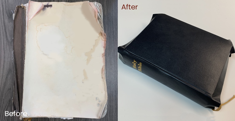 book repair restoration: bible before & after