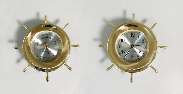 brass restoration: brass barometer set after