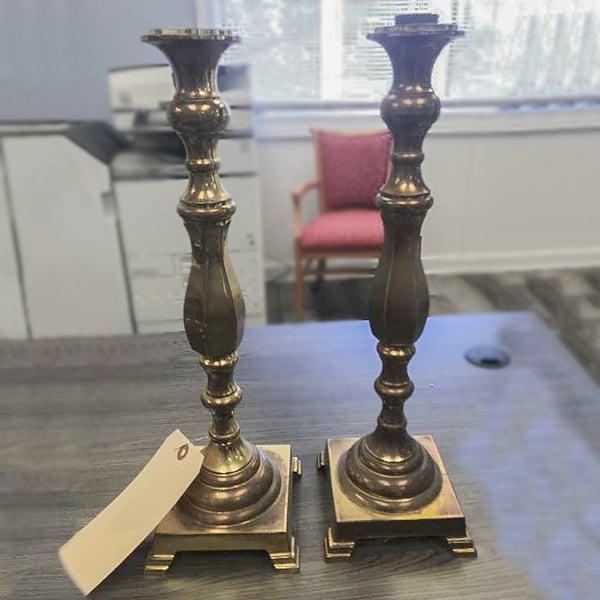 brass restoration: brass candlesticks before