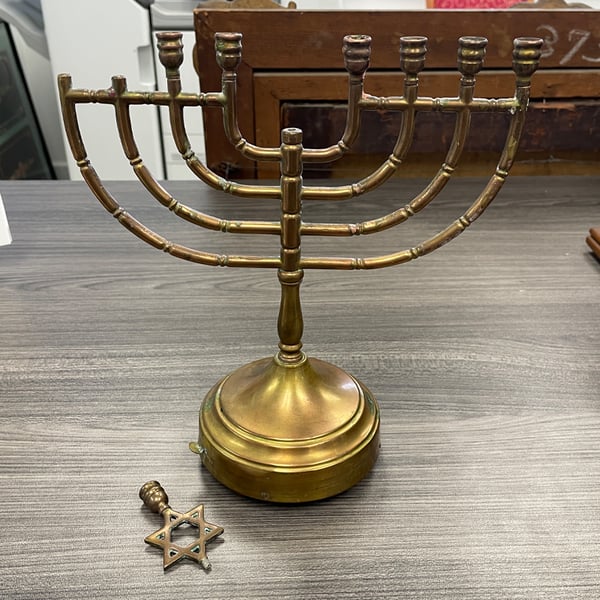 brass restoration brass menorah before