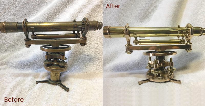 brass restoration brass telescope before & after