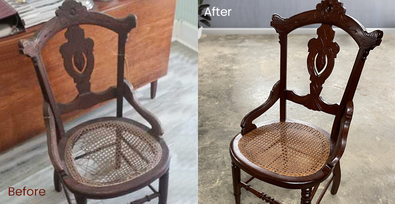 chair caning rushing cane chair before & after