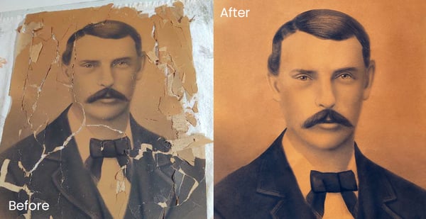 photography restoration male portrait photo before & after